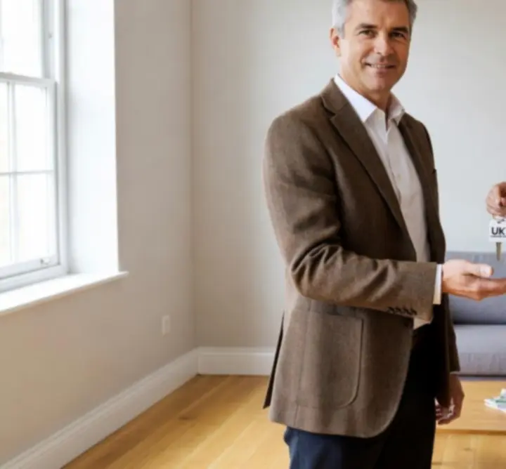 Landlord receiving property keys from an agent