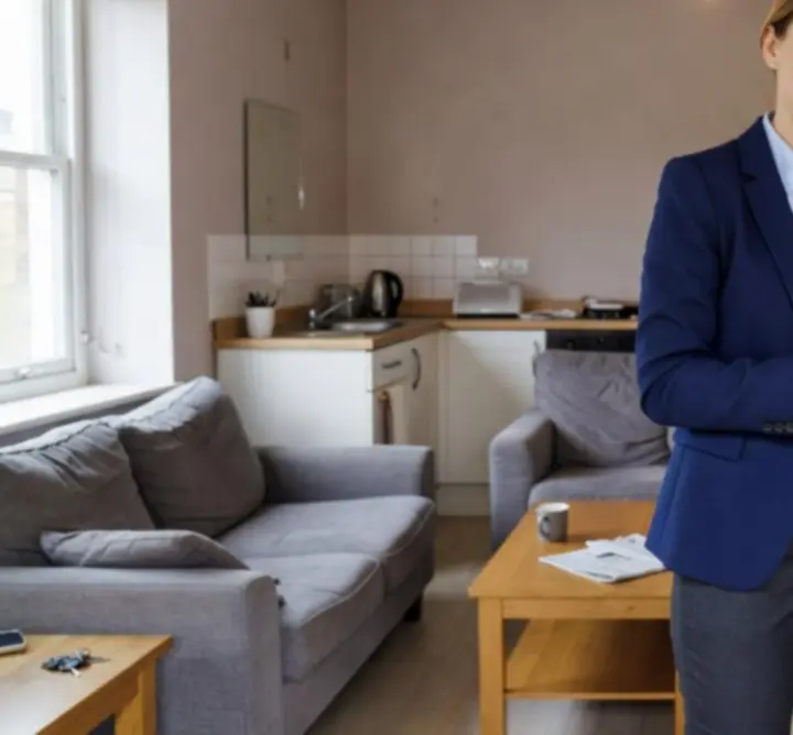 Property manager in the UK reviewing maintenance and tenancy details